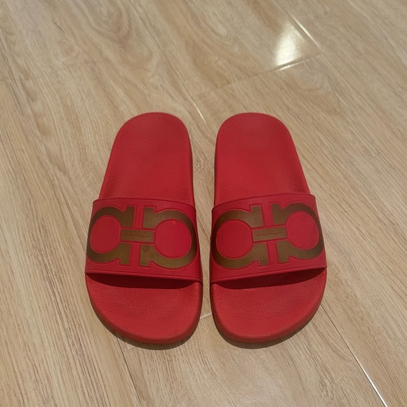 Salvatore Ferragamo Red Rubber Slides - Picture 2 of 7
